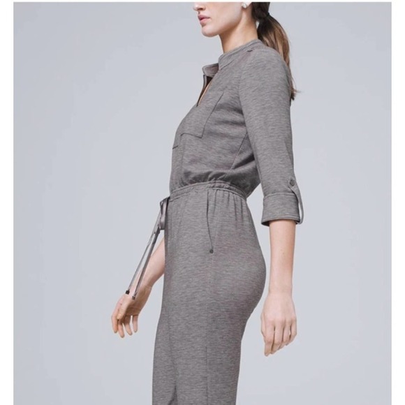 White House Black Market Zip front gray Jumpsuit size‎ 2 - Picture 2 of 12